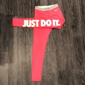 Bright Coral Nike JUST DO IT Thermal Warm Leggings